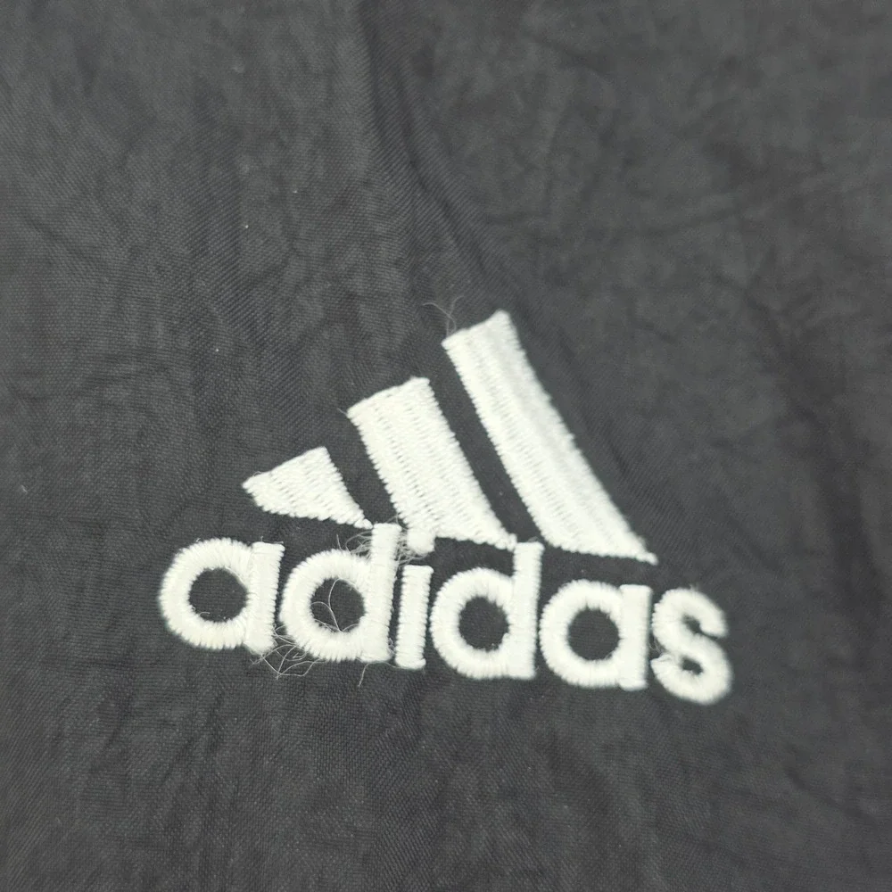 Vintage Adidas Y2K Windbreaker Jacket Mens‎ XL Black White Striped StreetWear 02